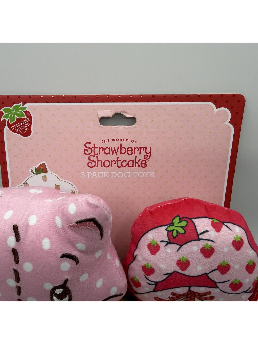 Strawberry Shortcake 3 Pack Dog Toys Stuffed With Squeaker New With Tags - Picture 2 of 9